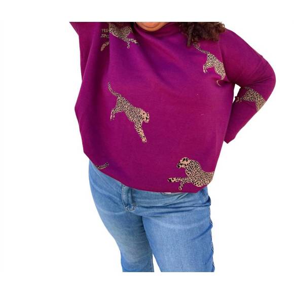 NEW ENTRO annie mock neck long sleeve sweater top - plus in plum - Picture 3 of 3